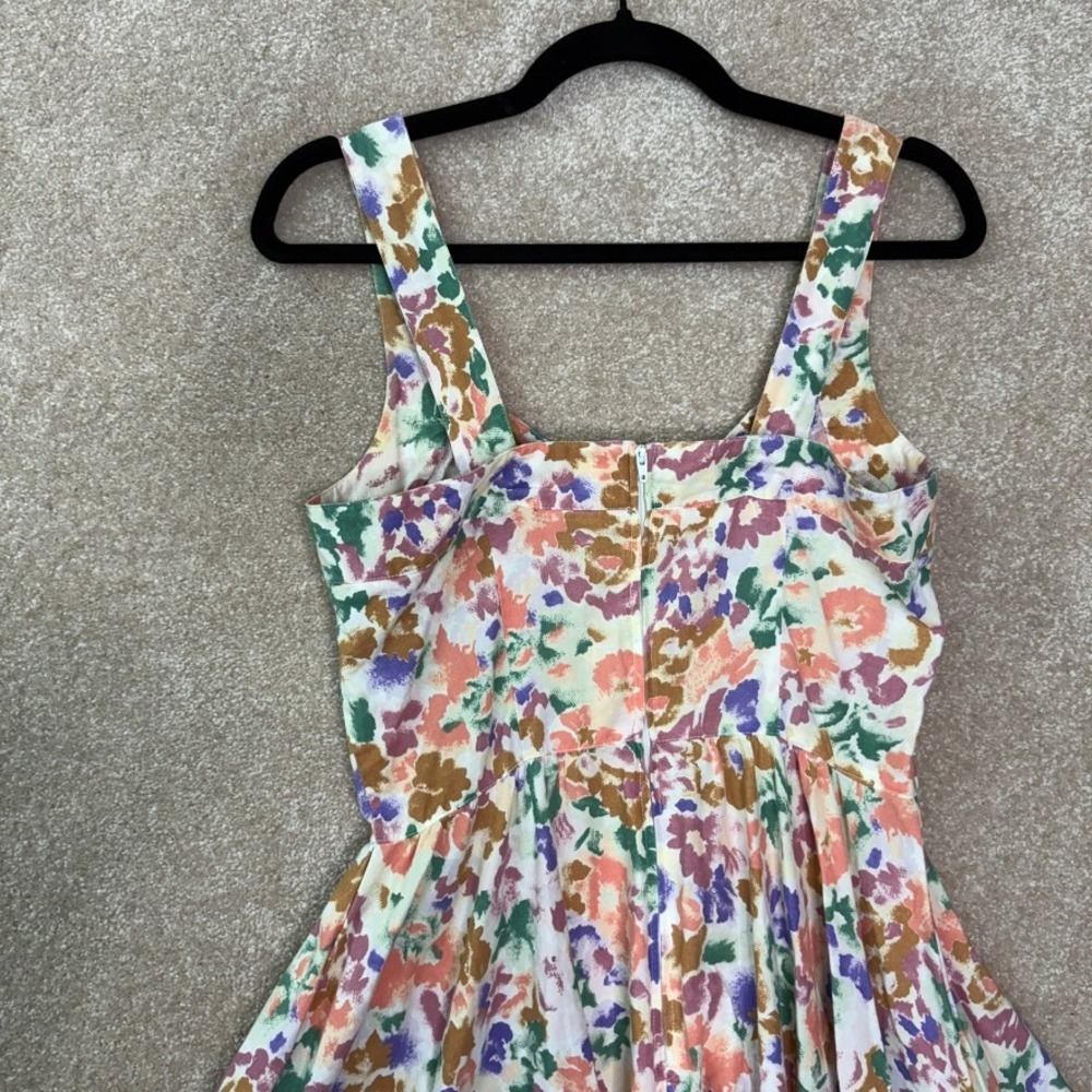 VINTAGE ALAIN TOUSSAINT Floral Midi Dress Women's 10 Petite 10P 90s Cottagecore - Picture 7 of 9